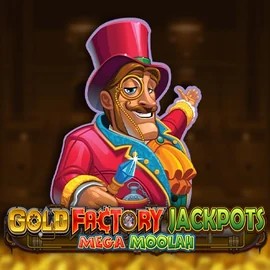 Gold Factory Jackpots Mega Moolah casino game by Aurum Signature Studios – featured logo at Goldex Casino